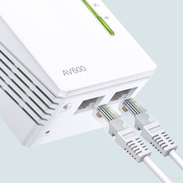 TP-Link WPA4221KIT Kit Adaptador PLC WiFi AV600, 600 Mbps, Extensor con 2 Puertos Ethernet, Alcance 300m, para Red Eléctrica, Plug & Play, Pack de 2